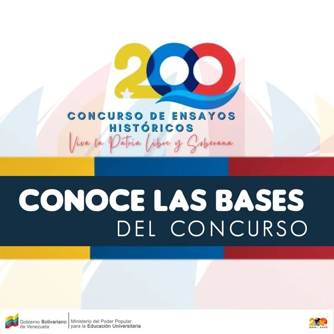 ConsejoUnivers's tweet photo. Ya está convocado el Concurso de Ensayos Históricos *Viva la patria libre y soberana*, para continuar con la conmemoración del Bicentenario de la Batalla Naval del Lago de Maracaibo
#UnergAvanza
#PorTiUnerg
@mppeduniv @j https://t.co/cGhg86EuVy
