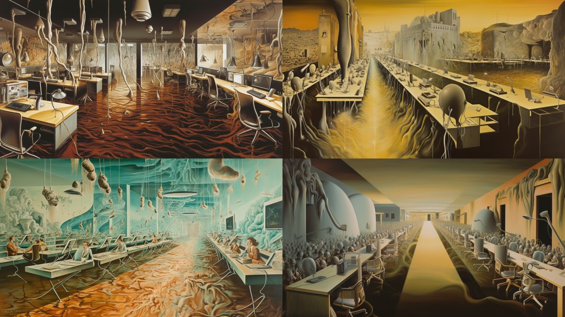 Rare_Ai_Curator's tweet photo. Dali-inspired painting of an office setting
#RareAI #art #artist #painting #AIArtwork #office #work #photooftheday https://t.co/lNIoipjIAG