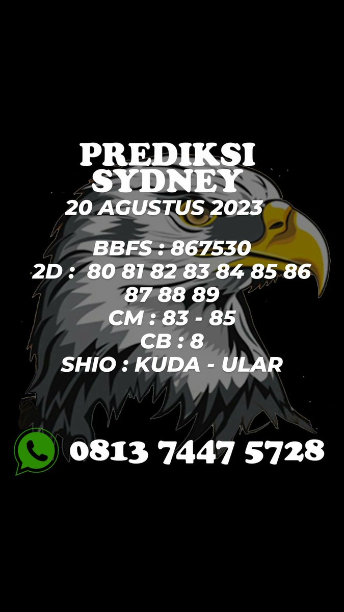 PaitoSeniman's tweet photo. 🔴 PREDIKSI SYDNEY 20 AGUSTUS 2023

Untuk prediksi pasaran lainnya bisa langsung chat ke WA 0813-7447-5728

#prediksi #prediksisydney #sydney #angkajitu #angkajitusydney #sdy #bocoransdy #prediksiakurat #prediksitogel #togel #togeljitu #togelakurat https://t.co/7zZeOeHNtq