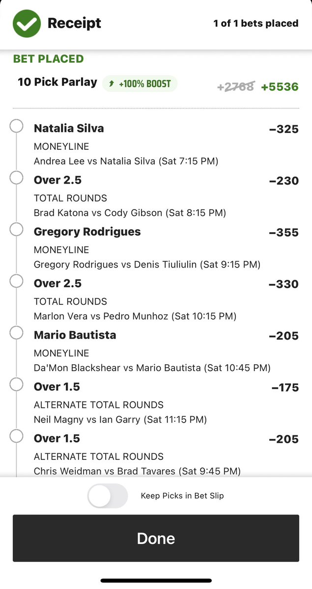 MMAnalyst00's tweet photo. My #SteppedUpParlay at @DKSportsbook for #UFC292 Iβm feeling good about this one ππΌ https://t.co/7tey1pyc2G
