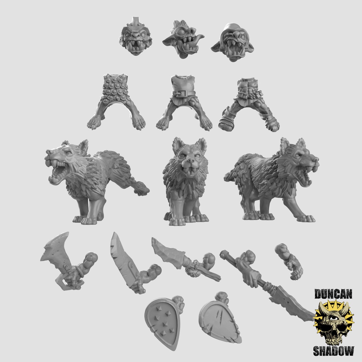 DuncanShadow's tweet photo. Goblin Multipart Kits 
All compatible with each other and come with pre supported options 

Use code SUMMER23   and get 50% off of anything in my MyMiniFactory store for a short time    

#3dpriniting #ageofsigmar #warhammer https://t.co/4xt3bFPmLs