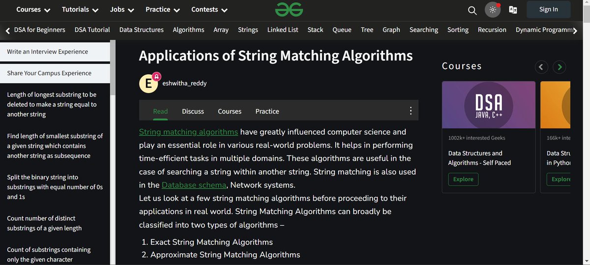 RituS2003's tweet photo. #100daysofcode
Day : 71
Topic : Strings

I learned about many string searching Algorithms today like KMP, Robin Karp etc.#100daysofcodechallenge  #100daysofcodingchallenge #100daysofcoding #100daysofdsa #datastructuresandalgorithms #codenewbie #codenewbies #100DaysOfCode https://t.co/6fDiQKusRz