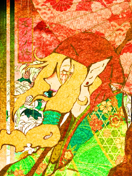 普段彩度激低いから目が痛い #絵を彩度100にすると超派手 