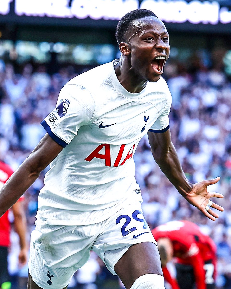 brfootball's tweet photo. Pape Matar Sarr after giving Spurs the lead against Manchester United 🥳 https://t.co/lHk8UBvprO