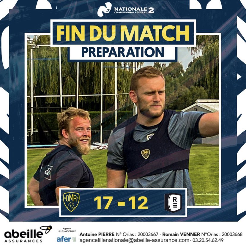 OMRofficiel's tweet photo. Victoire de nos Marcquois sur ce match de préparation face au @RennesRugby ! 💛💙
Merci au @RCME91 pour leur accueil ! 
#OMRREC #matchprepa https://t.co/aLLnkGKOjn