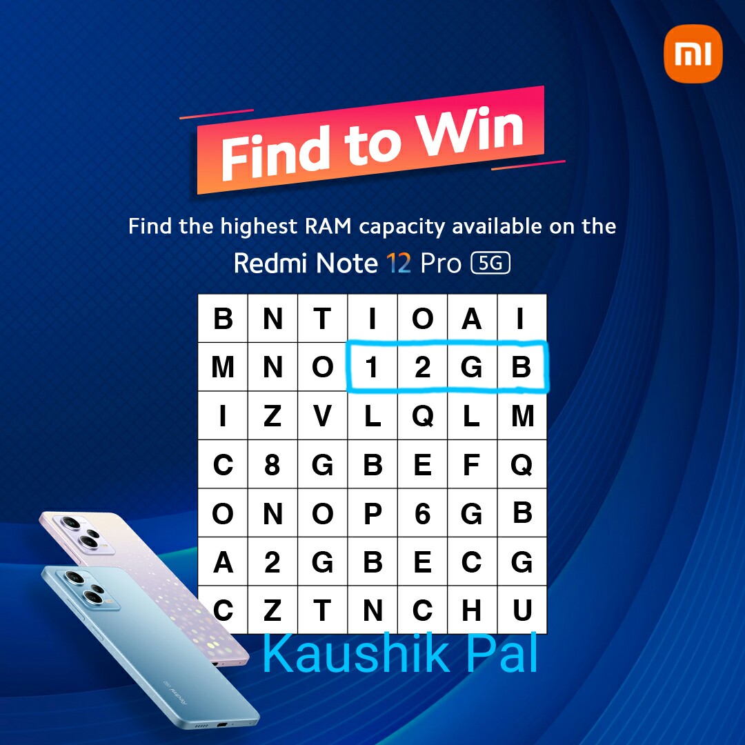 kaushik59956528's tweet image. #RedmiNote12Pro5G #SuperRAM #Question3
Ans) 12 GB is the highest RAM capacity available on the Redmi Note 12 Pro5G 
@RedmiIndia 
TAGGING 
@HetalWadhan @SumitaMAJUMDE18 @Shanti_surbhis6 @SushmaSonu333 @RituTiwariMish1 @SweetyLohariwal @Priyank30775431