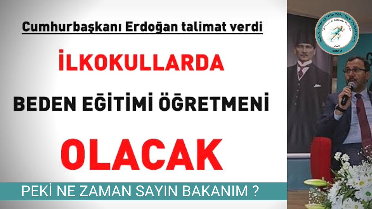 Zaman geçiyor. 
Bakanlar değişiyor. 
Verilen talimat hala hayat bulmuyor. 

Soruyoruz. Peki ne zaman Sn <a href="/OA_BAK/">Dr. Osman Aşkın Bak</a> ?
Soruyoruz. Peki ne zaman Sn <a href="/Yusuf__Tekin/">Yusuf Tekin</a> ?

Artık kaybedecek ne zamanımız ne de çocuklarımız kaldı. 

Yetenekler KAYBOLMASIN !!!

#İlkokulaBedenEğitimi
