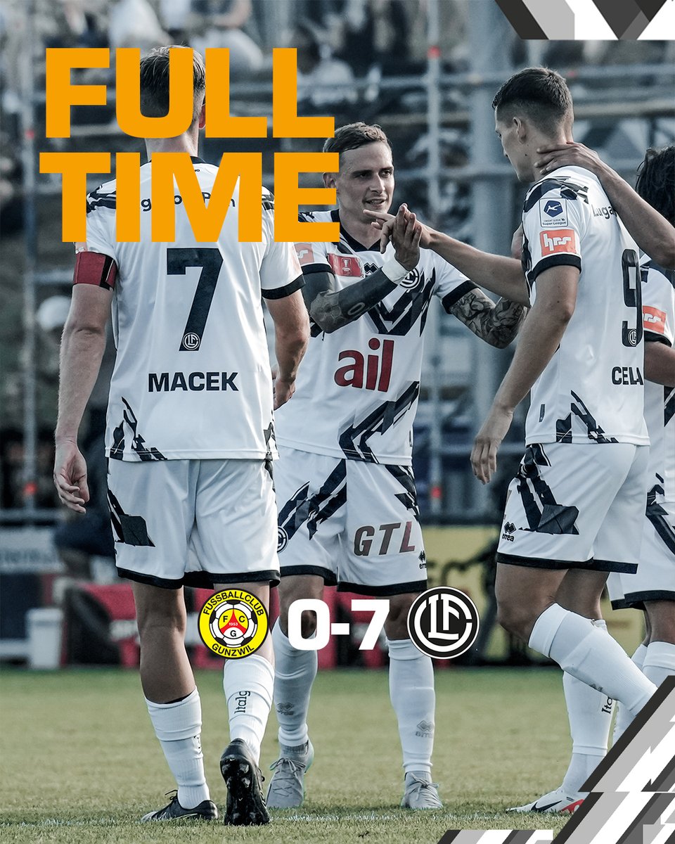 ⏱️ FULL TIME! 🏆 Battiamo il Gunzwil per 7-0 e voliamo ai sedicesimi di finale di Coppa Svizzera 💪 Le nostre reti portano le firme di Marques (3'), Vladi (5'), Celar (58'), Macek (70'), Steffen (89'), Sabbatini (90') e Bottani (94') ⚽