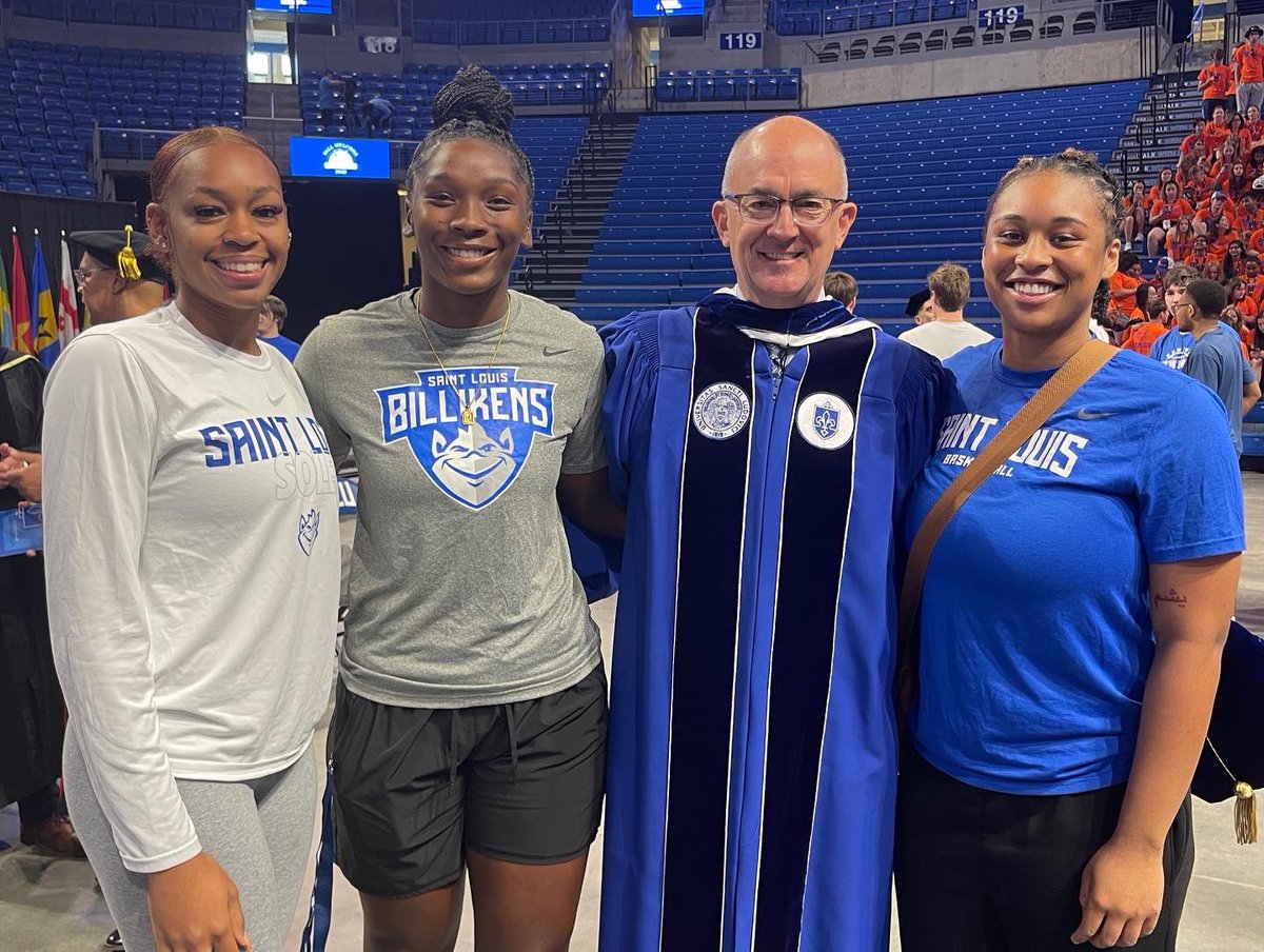 It's almost time for the school year to start! Here are our new players Tierra, Marcavia, and Brooklyn with President Pestello and AD Chris May.