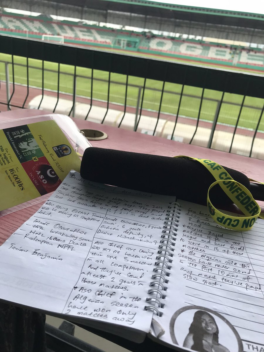 onakpa_emmanuel's tweet photo. Grateful for this massive beginning. Today I featured as a @CAF_Media football commentator 🎙in the match between Bendel Insurance and Aso Chlef, the Algerian Giants.  

Can’t wait to feature with @Emiearth in the future. 🙏
#CAFCC
#BINASC https://t.co/zjWkVswL7F