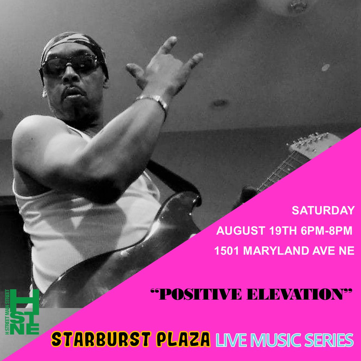 Come check out The Positive Elevation band today at  #starburstplaza today 8/19, 6pm to 8pm.  They will be rocking out with some R&amp;B Neo Soul Sounds😎  #hstreetstrong #hstreetne #supportyourneighborhood #livemusic #summernights #northeastdc
