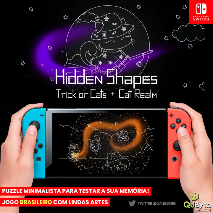 danielreen's tweet photo. #SORTEIO🎉 #GIVEAWAY
Hidden Shapes é um jogo 🇧🇷 de quebra cabeça que acabou de chegar no Nintendo Switch e a @qubytegames mandou  3 chaves para vocês. Pra participar:

- Me segue ai
- 🔄+💙
- Responda esse tweet com foto ou GIF de gato! Solto as chaves no domingo (20/08) https://t.co/YE5wzUwkD1