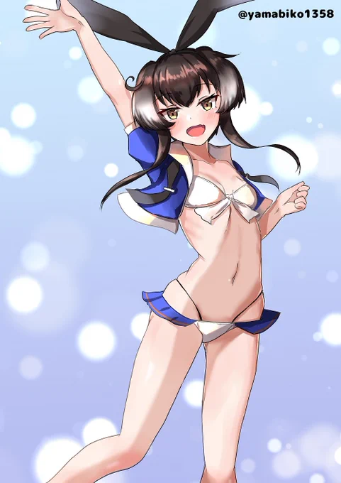 艦娘たちに島風の服を着られ、返却不可能になるくらいガバガバになってしまったので今度は、島風の水着を勝手に着てきた時津風#艦これ版深夜の真剣お絵描き60分一本勝負#艦これ版真剣お絵描き60分一本勝負_20230819#時津風 