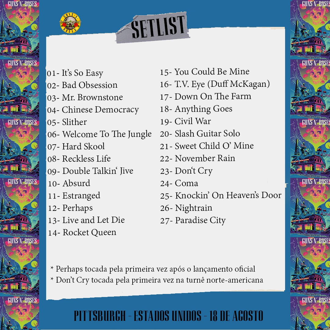 Setlist <a href="/gunsnroses/">Guns N' Roses</a> #pncpark
#GunsNRoses #Perhaps