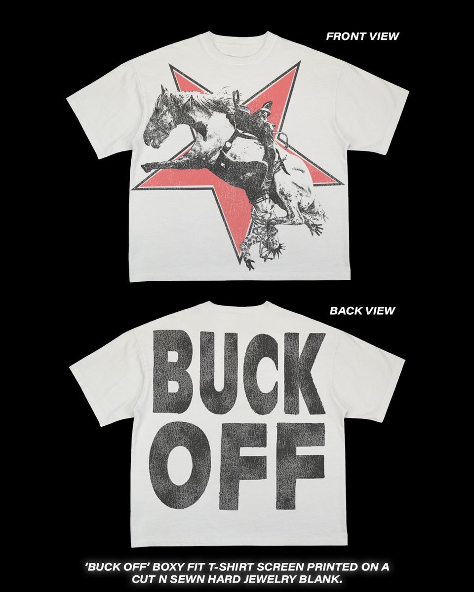 hard_jewelry's tweet photo. ‘BUCK OFF’🤠🖕

After 6 fucking months of developing our own custom cut n sewn t-shirt….

Our ‘BUCK OFF’ shirt is here &amp; releasing next Friday in our Back 2 Skull drop!!!

Everything is very limited quantity.

Goodluck &amp; have fun🤩 

*THESE FIT BOXY* https://t.co/pzyz4Qvb3X