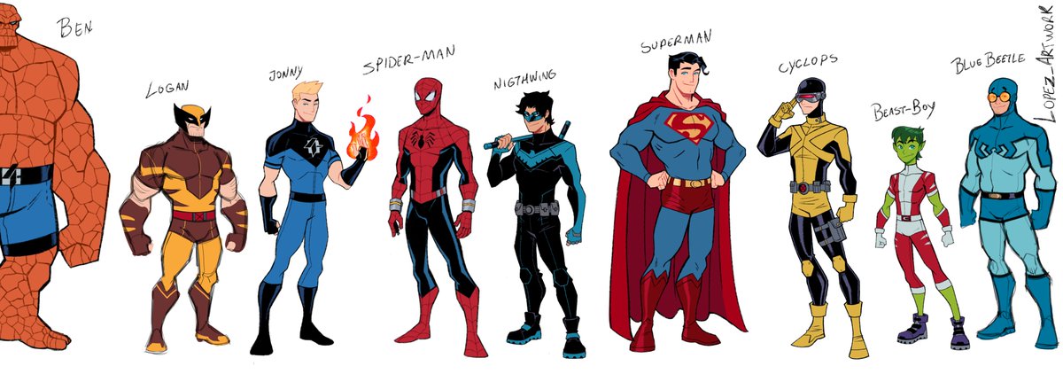 lopez_artwork's tweet photo. One thing I like to vary the characters' shapes even if they are not from the same universe https://t.co/5KpGChO4Tk