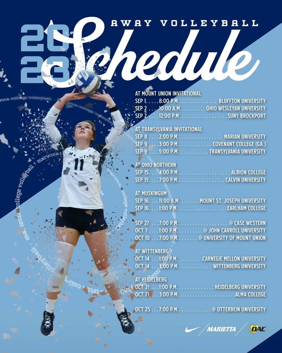 marietta_vball's tweet photo. With our favorite season just around the corner, check out our away game schedule! #mcvb https://t.co/UdO9x2PExG