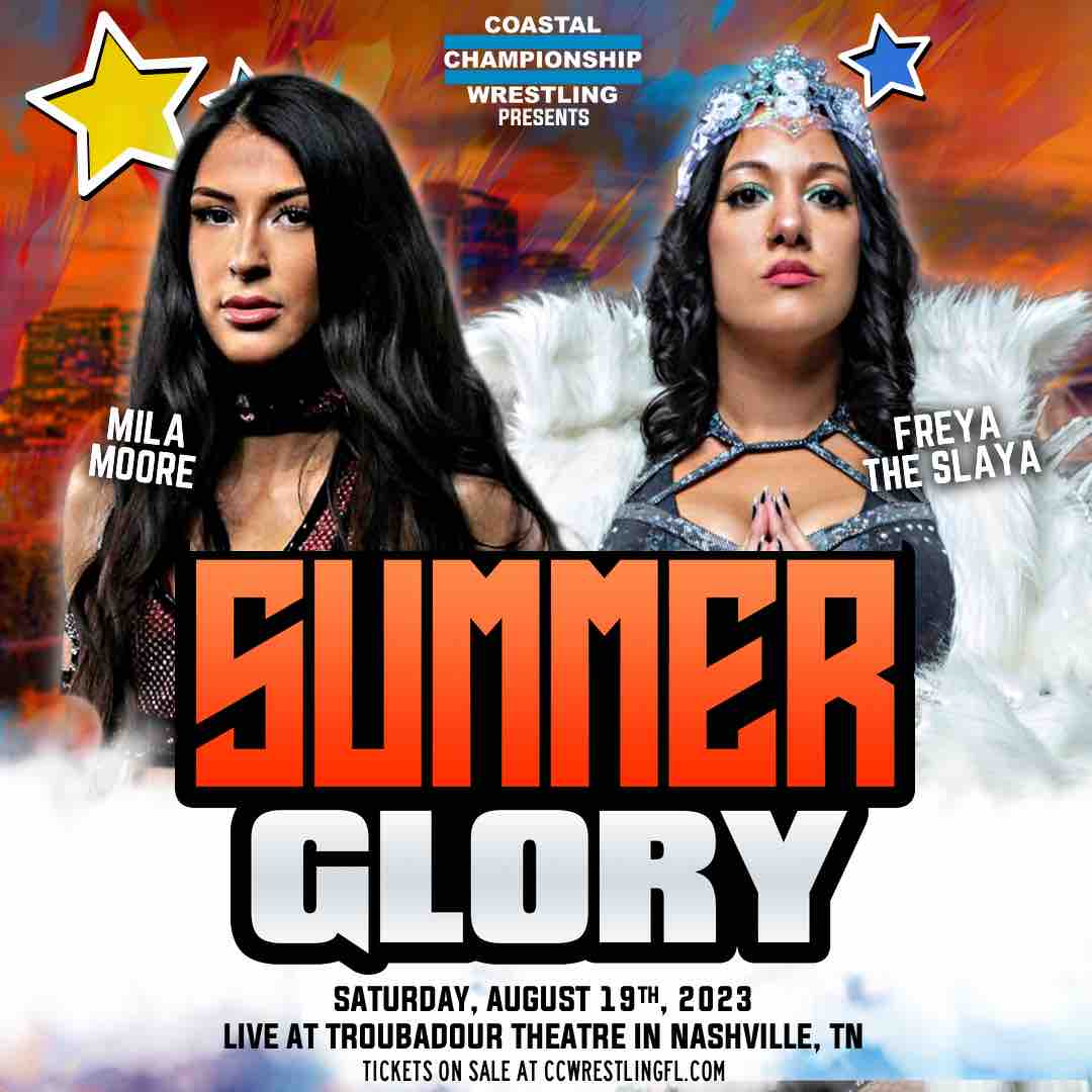 ONLYCAMS will be represented tonight at Summer Glory! Things get exclusive when @thecamstewart takes on @strongstylebrit and @itsmilamoore faces @freya_the_slaya! If you’re in or near #Nashville, be there TONIGHT at Texas Troubadour Theatre! 🎟️ coastalchampionshipwrestlingfl.com/events-1/summe…