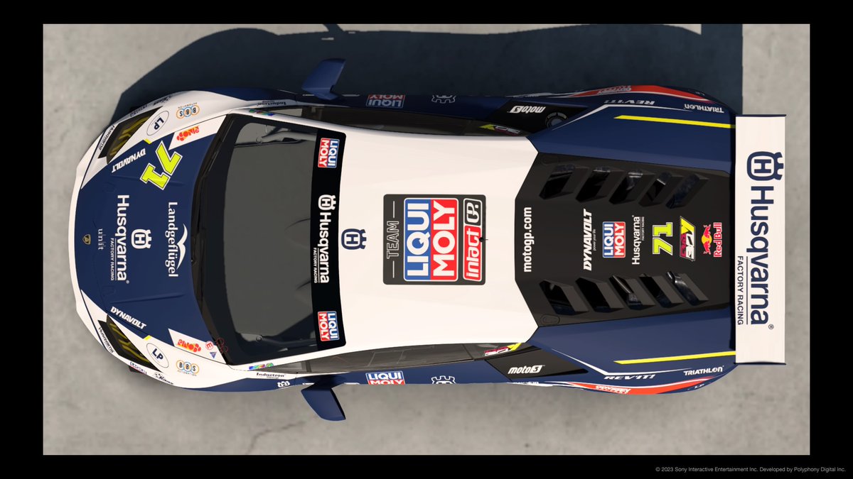 Jun_NCP131's tweet photo. 23仕様MotoGPリバリー8台目。Moto3で佐々木歩夢選手が走らせるハスクバーナ・インタクトGPチームのマシンがモチーフです。

#GT7
#GT7Livery
#Moto3
#Husqvarna
#IntactGP
#AS71 https://t.co/F2znTCTrh7