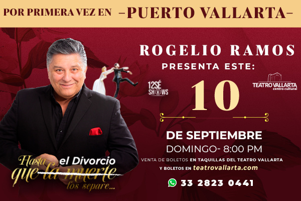 Con el humor que caracteriza a Rogelio Ramos, llega “HASTA QUÉ EL DIVORCIO LOS SEPARE ” el nuevo show con el que el comediante pretender hacer reír a miles de personas 💯 ¡No te lo pierdas!

📅 Domingo 10 de Septiembre | 8 PM
📍 Teatro Vallarta