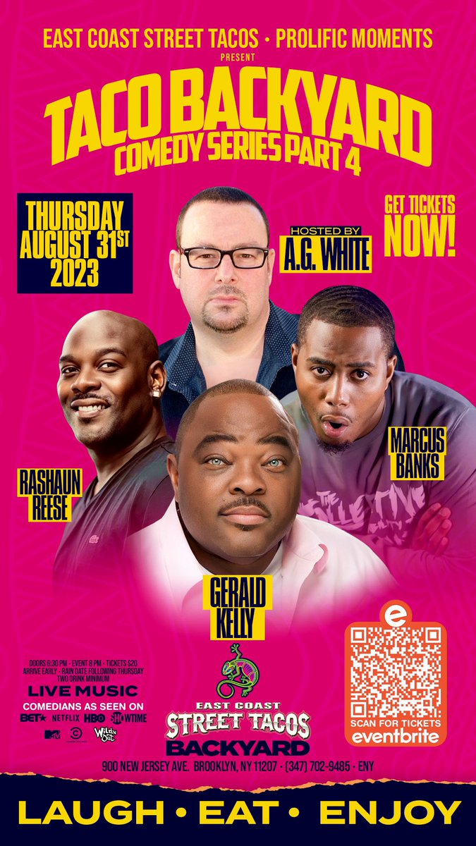 Part 4. Brooklyn. Laugh. Eat. Enjoy. eventbrite.com/e/taco-backyar…