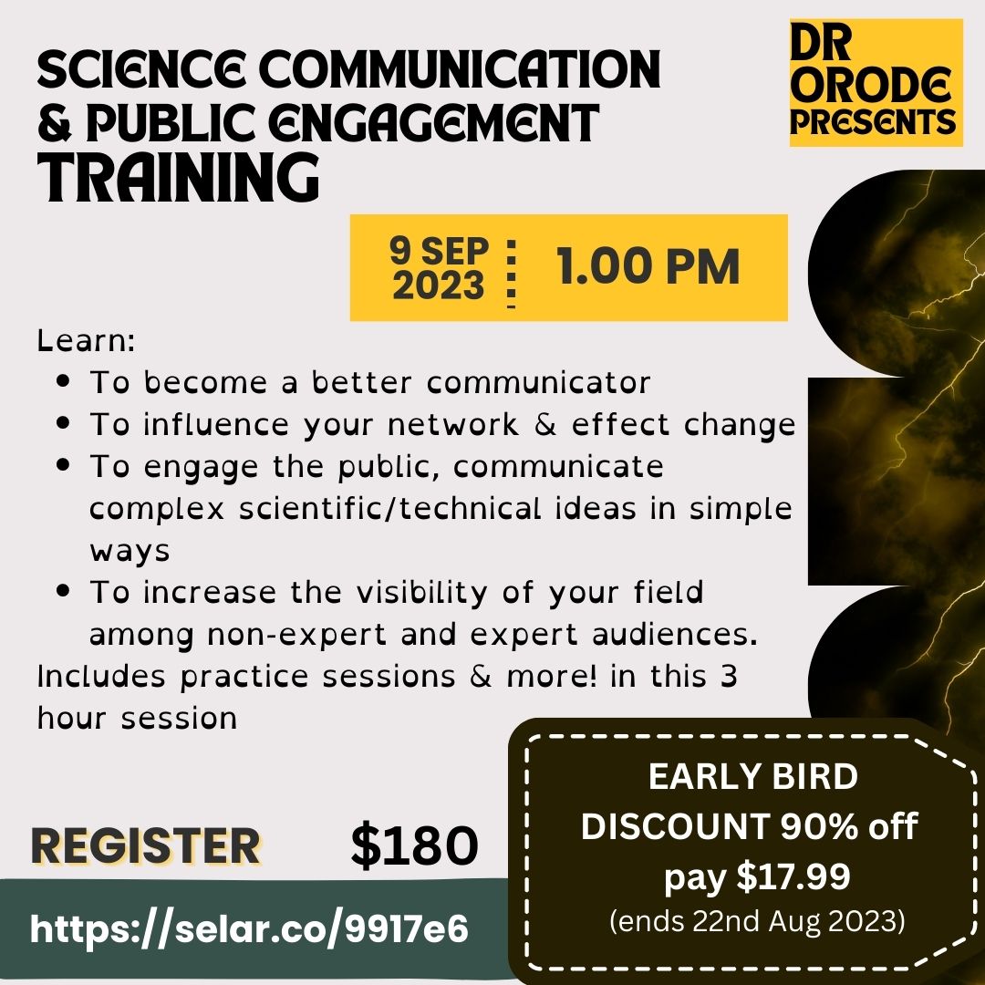 Intro to Science Communication &amp; Public Engagement Training on Sep 9th. Boost your #scicomm skills and learn to deliver engaging talks/events find out more sciencecommunication.eventbrite.co.uk #publicengagement  #WomenInSTEM Follow on instagram for more instagram.com/orodeconsulting