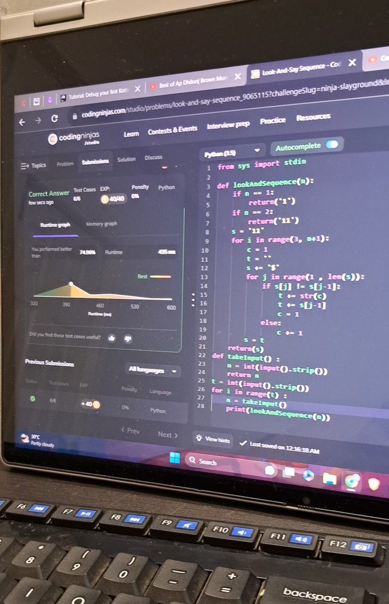 i_aritra_c's tweet photo. Achieved the same result another way. But this time with lesser runtime. Gradually getting the hang of optimising code. https://t.co/ptOsXB1QKn