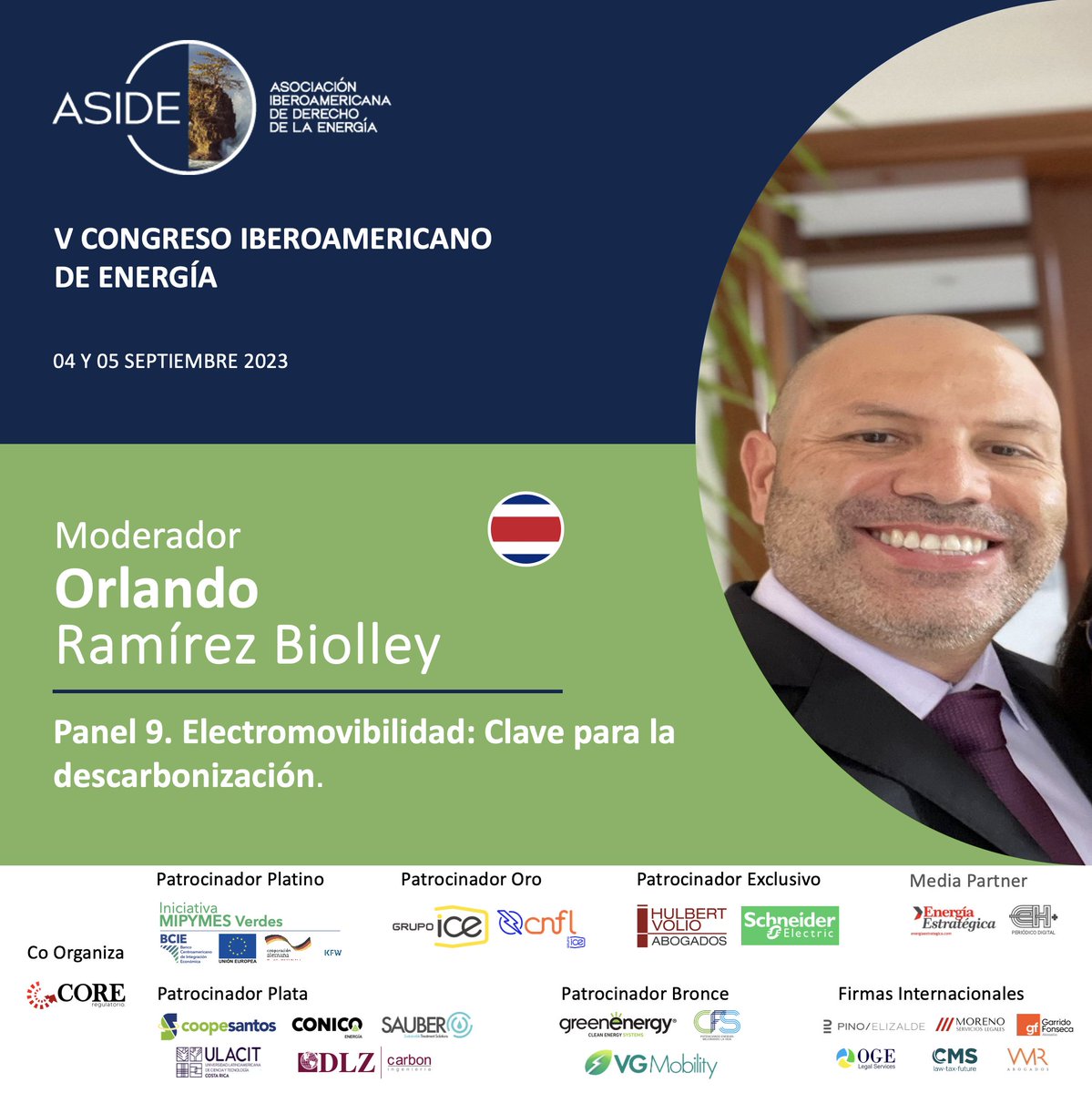 AsociacionIbero's tweet photo. Presentamos a nuestros expositores del Panel #9: "Electromovilidad: Clave para la Descarbonización" de nuestro #CongresoASIDE. Inscripciones abiertas en: https://t.co/KdMU5M767L
@CrAresep @CRMinae @BCIE_Org @KfW_int
@UEenCostaRica @energia1234 https://t.co/Bt7hQp4HnI