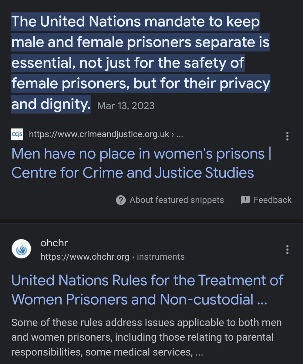 Rob_ThaBuilder's tweet photo. This really isn't hard: if you put males in female prisons, females will be sexually assaulted, regularly and repeatedly.

It is the definition of "cruel and unusual punishment" (and is in direct contravention of both the Geneva Conventions for prisoner handling and the UN rules for handling female prisoners) to lock females into cells with males and not even give them a chance to remove themselves from the situation or defend themselves.

How the fuck did we get to a place where governments all over the world are proudly and openly breaking international human rights laws just to protect th feelings of a few entitled men?

What absurdist logic brought us to the point where we can say "men should never be in women's prisons, except when they claim to be women, and we can never question their claim"?

If you can't see yet that this is a misogynistic mens rights movement that directly attacks the rights of women and girls, it's because you don't want to see it.

If you still support this, you might want to take a hard look in the mirror, because you're on the wrong side of history and it REALLY won't look good if you're still there when this whole disgusting edifice collapses.