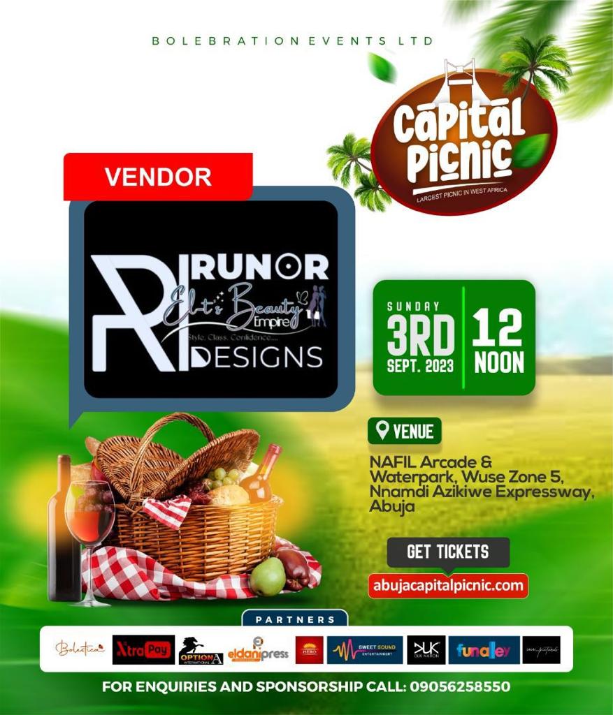 Kunubykay's tweet photo. Will you be at Capital picnic on the 3rd of September?
Runor designs and Elts Beauty Empire will be there with the most beautiful fabrics and the best scents. Kindly come with enough dollars and patronize us🙏🙏 https://t.co/zL5Tbc1DD5