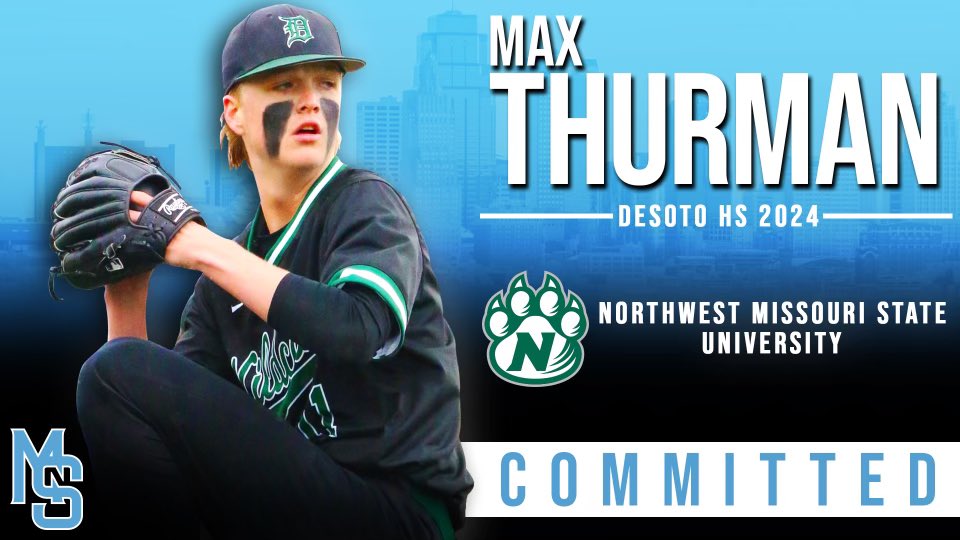 MaxThurman2's tweet photo. Excited to announce my commitment to Northwest Missouri State University!!! Thankful for the opportunity!! Roll bearcats!🟢⚪️ @NWBearcatBSB @NikolausCrouch @BaseballDHS17 https://t.co/LCoOExN2xw