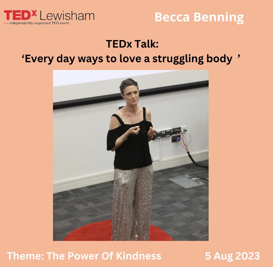 Penultimately, Becca Benning delivered to our audience a powerful talk entitled: 

‘Every day ways to love a struggling body’ 

@becca_benningchc 

Becca who suffered from multiple episodes of unwellness finally decided to take control of her mind, body &amp; soul 👏💖🔴🎤