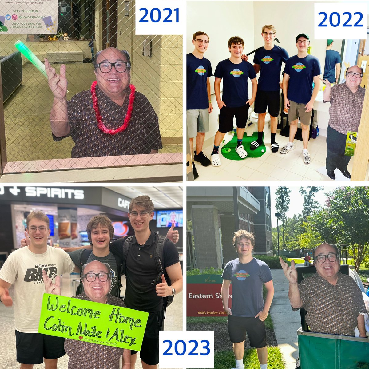 sheriwjames's tweet photo. Back for junior year @GeorgeMasonU! Have a great year @DannyDeVito! https://t.co/dx5Y0BsJx6