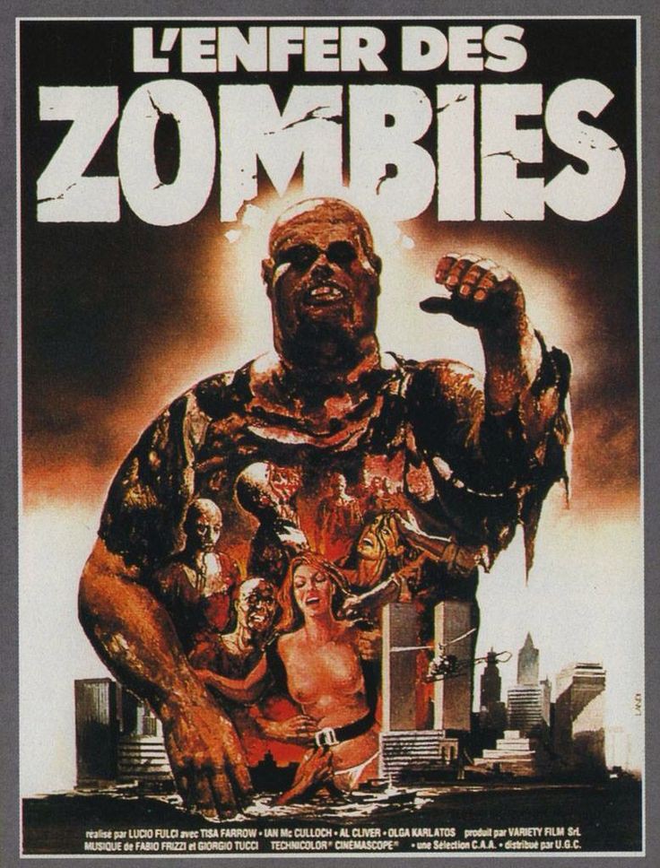 French movie poster for #LucioFulci's #ZombieFleshEaters (1979) #RichardJohnson #TisaFarrow #IanMcCulloch #AlCliver #Zombie #Zombi2