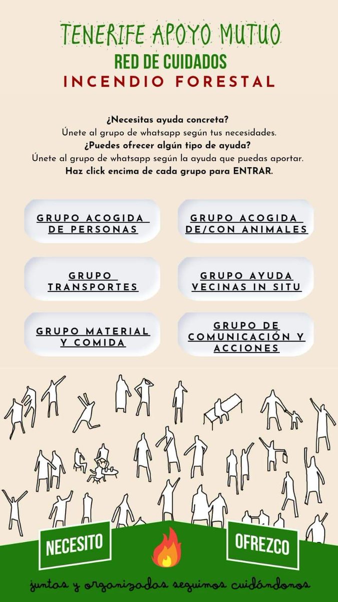 GRUPO COMUNICACIÓN/ ACCIONES
chat.whatsapp.com/DwEeePK4msHIfC…
GRUPO ACOGIDA DE PERSONAS
chat.whatsapp.com/IDnVlJ6HvI7G9O…
GRUPO ACOGIDA CON/DE ANIMALES
chat.whatsapp.com/G0Mj9irGEQRK0P…
GRUPO AYUDA IN SITU
chat.whatsapp.com/HeRTC9Wn5ZQ9hp…
GRUPO MATERIAL Y COMIDA
chat.whatsapp.com/EZxiZtn1W7H3Zy…
#IFArafoCandelaria #IFTenerife