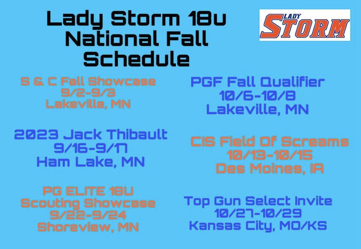 2023 Fall Schedule!!