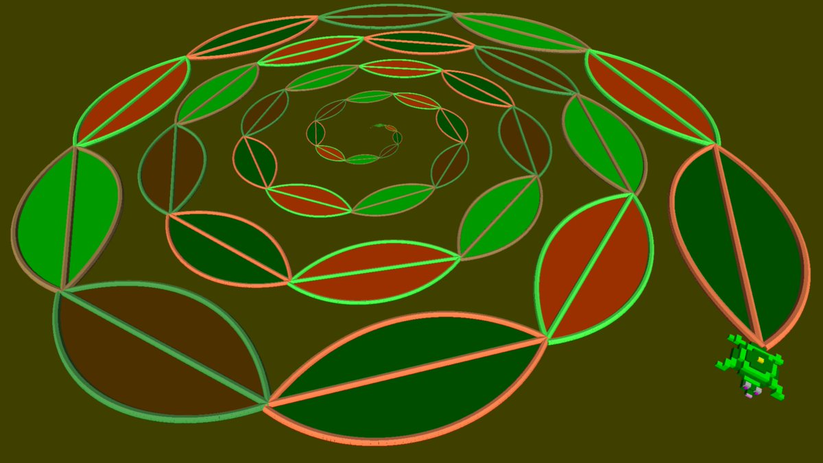 TurtleSpaces's tweet image. Happy Monday! Here's a spiral made out of leaves -- the leaves themselves are simple, just a 90 degree arc followed by a 90 degree turn. We use the fill mechanic to color them in!
#creativecoding #computerart #codingart #design #stemeducation