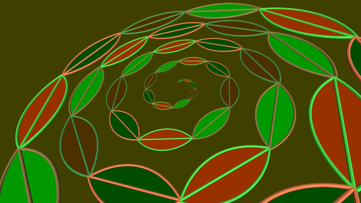 TurtleSpaces's tweet image. Happy Monday! Here's a spiral made out of leaves -- the leaves themselves are simple, just a 90 degree arc followed by a 90 degree turn. We use the fill mechanic to color them in!
#creativecoding #computerart #codingart #design #stemeducation