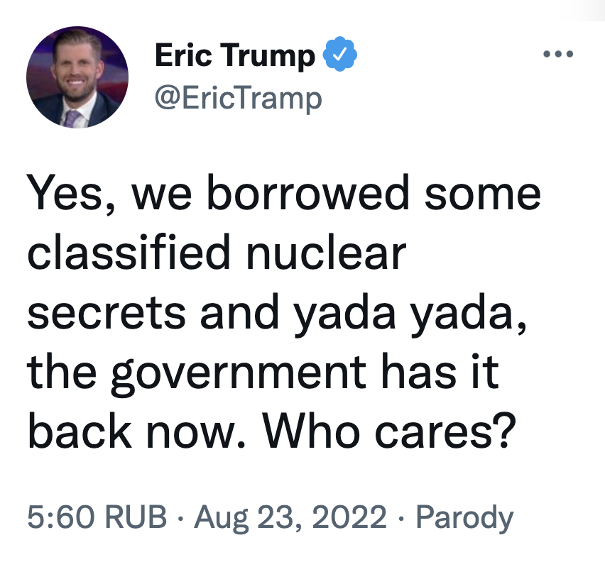 Did Eric Trump just 'yada yada' treason?