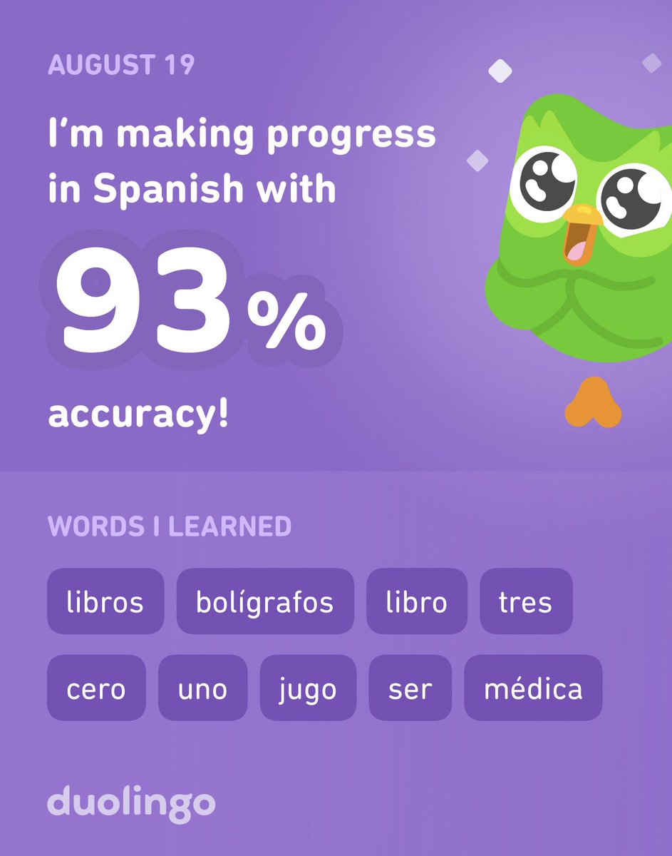 I’m learning Spanish on Duolingo! It’s free, fun, and effective.