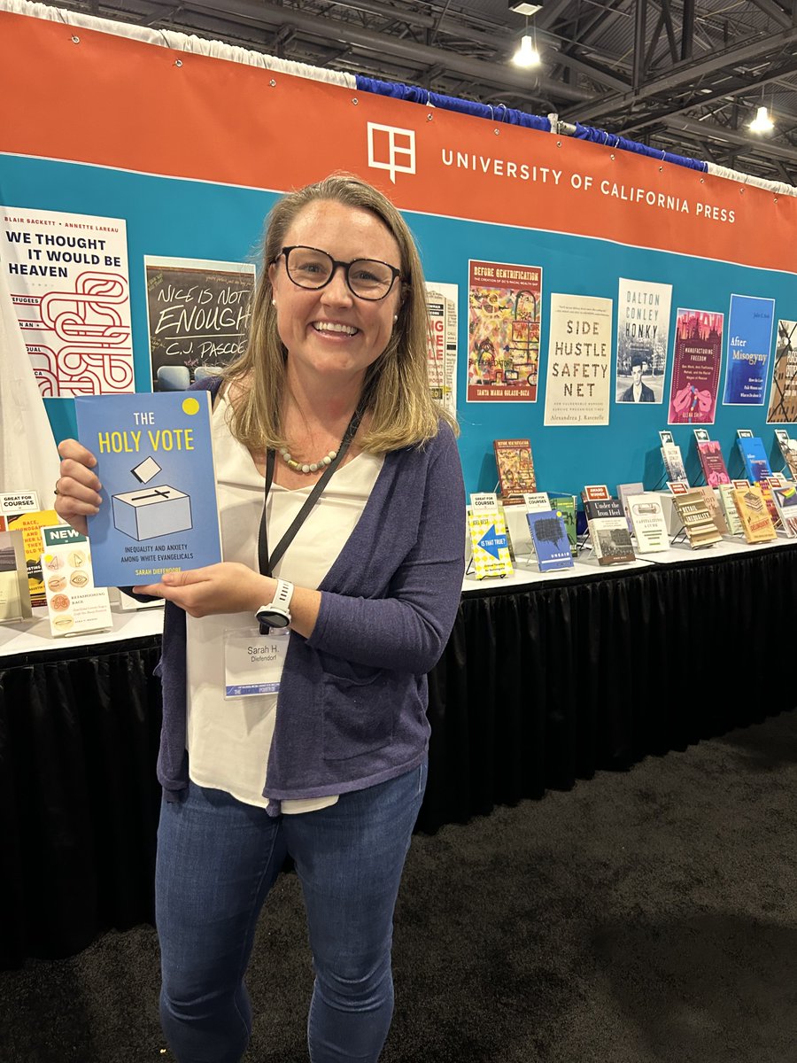 @sarahdief is here with her book THE HOLY VOTE! Save 40% on her book with code UCPASA: ucpress.edu/book/978052035… #ASA2023