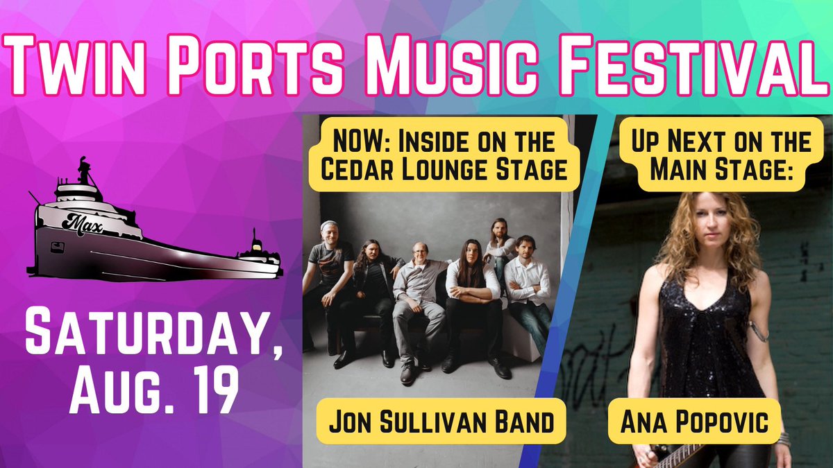 Twin Ports Music Festival (@twinportsfest) on Twitter photo ๐จNOW STARTING SET NO. 2 ON THE INSIDE @cedarlounge STAGE, JON SULLIVAN BAND!๐จ Following Jon Sullivan Band, <a href="/anapopovic/">Ana Popovic</a> will take the Main Stage! #twinportsmusicfestival #twinports #twinportsnightlife #superiorwi #jonsullivanband #anapopovic ๐จNOW STARTING SET NO. 2 ON THE INSIDE @cedarlounge STAGE, JON SULLIVAN BAND!๐จ Following Jon Sullivan Band, <a href="/anapopovic/">Ana Popovic</a> will take the Main Stage! #twinportsmusicfestival #twinports #twinportsnightlife #superiorwi #jonsullivanband #anapopovic
