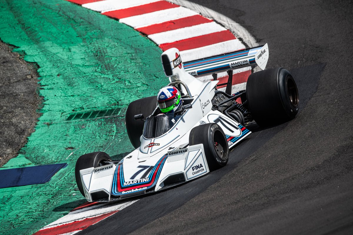 We love seeing @dariofranchitti go for it in the #Brabham BT44B into the Corkscrew at #LagunaSeca. #montereyreunion