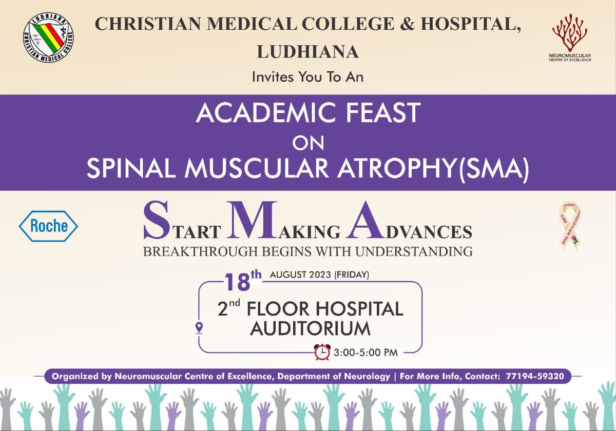 JaisonVineeth's tweet photo. SMA is treatable! Had a lovely interactive session with faculty and residents of CMC and the College of Physiotherapy. The talks were shared between the Departments of Pediatrics and Neurology. @CureSMA @curesmaindia @Roche @NovartisIndia @biogen @pfizer @CMCLudhiana @SMAEurope https://t.co/NVaoCeEKjf