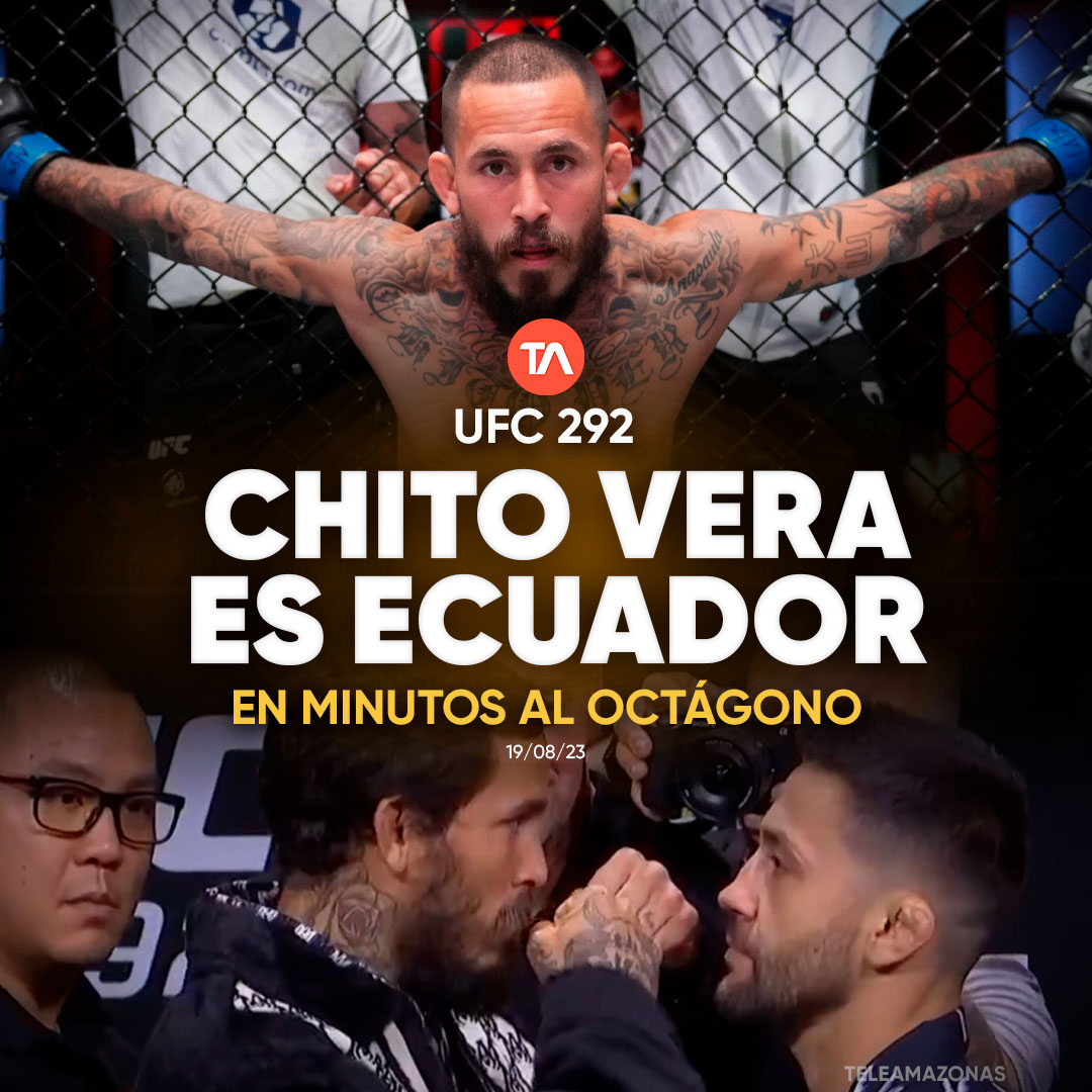 teleamazonasec's tweet photo. #ATENCIÓN | #ChitoVera 🇪🇨 se alista para saltar esta noche al octágono de la #UFC292. ¡Ecuador es Chito! 💪 https://t.co/EBYLoPLteS https://t.co/oWlEnLPV5M