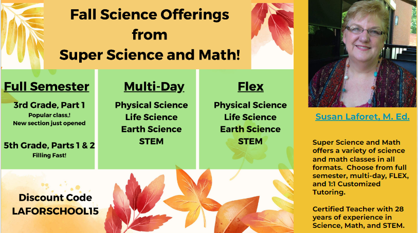 Slaforet1's tweet photo. It's time to plan for fall!  Check out the offerings from Super Science and Math. There's something for every learner!
https://t.co/ycu62wWGTZ­_Susan https://t.co/vB0d84qAMX