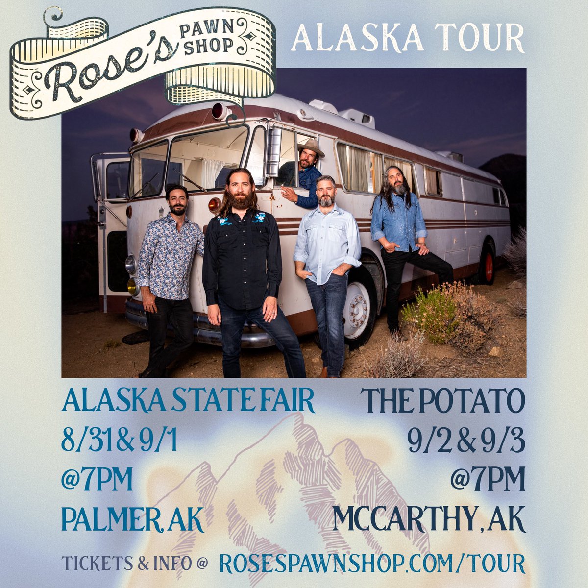 Rosespawnshop's tweet photo. RPS is Alaska bound Labor Day Weekend. 
#alaska #alaskatour https://t.co/az2HdWlw1h