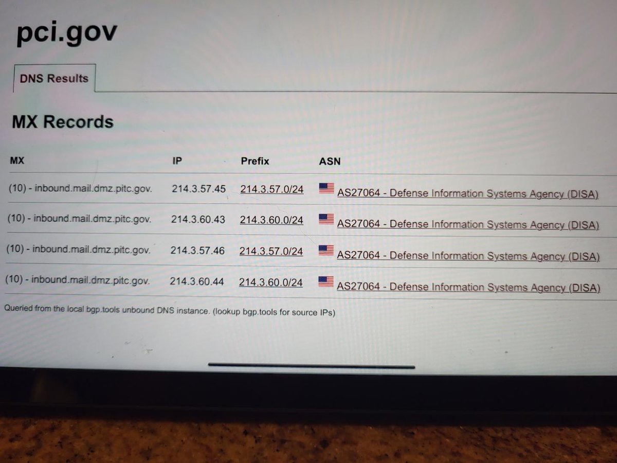 Tracy Beanz (@tracybeanz) on Twitter photo This is Biden’s alias. robert.l.peters@pci.gov
It resolves to pitc.gov
Pitc.gov is on the Dept of Defense mail servers.
Why is the DOD shielding Biden and hosting an alias for him?
Any tech gurus want to tell me I’m wrong?? Please? This is Biden’s alias. robert.l.peters@pci.gov
It resolves to pitc.gov
Pitc.gov is on the Dept of Defense mail servers.
Why is the DOD shielding Biden and hosting an alias for him?
Any tech gurus want to tell me I’m wrong?? Please?