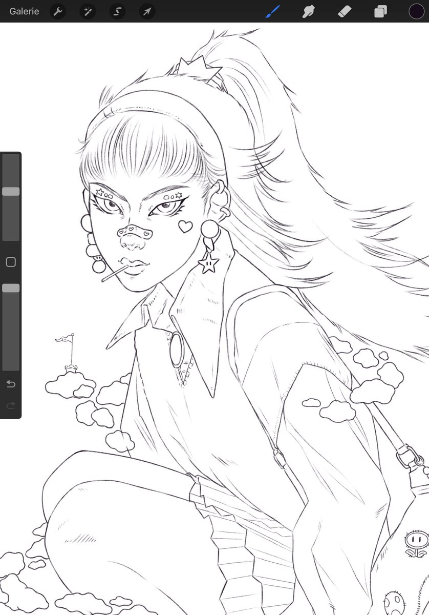 LucaStenzel's tweet photo. #wip #Procreate #lineart #supermario #PrincessPeach https://t.co/cYGbnTdoy1