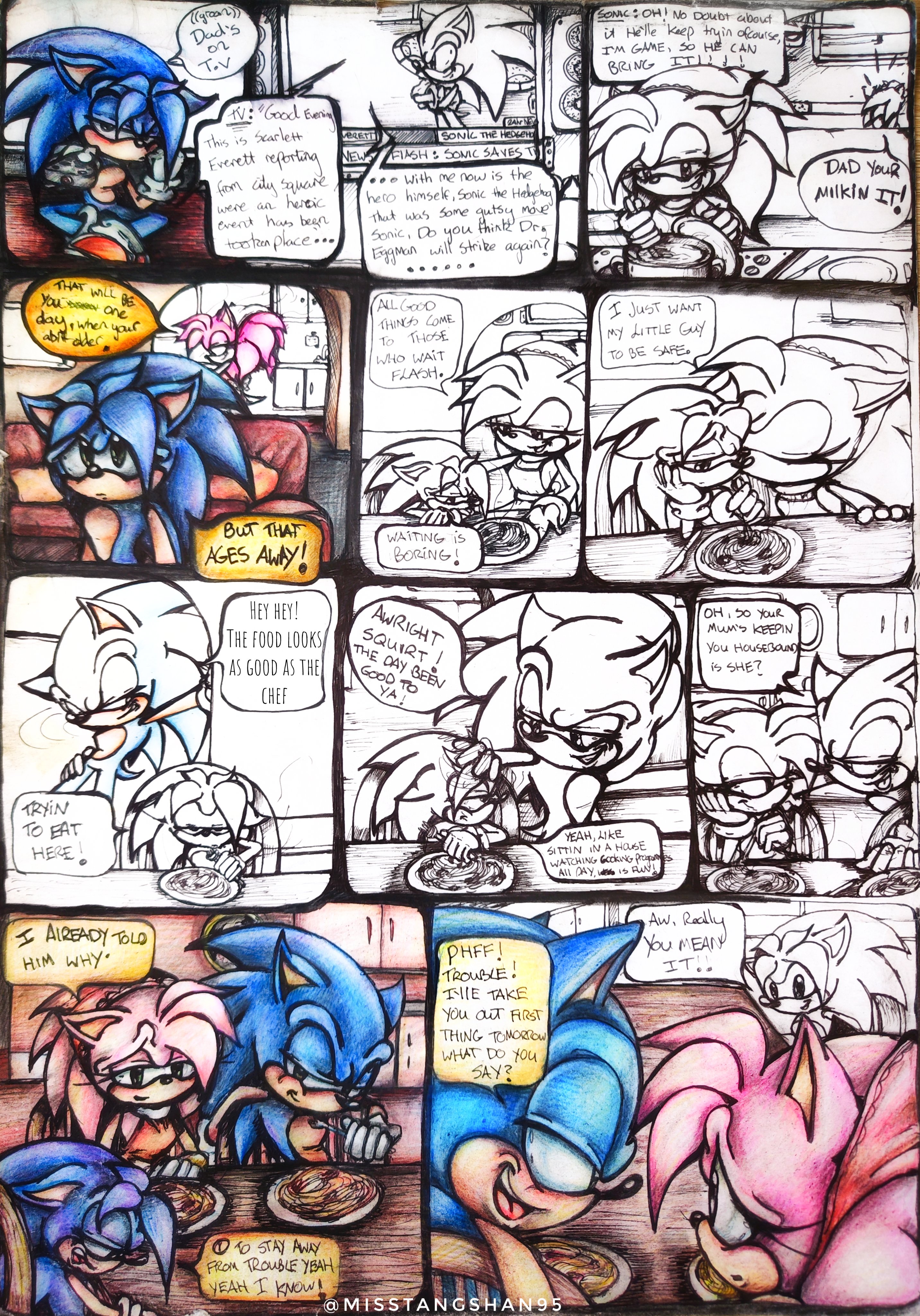 🌹MissTangsanta95 ⚡🎄🎅❄️🦔🎨🤟 on X: A comic that I've never uploaded  anywhere!Found in my art folder! Probably 14/15 when I did this. Lil Sonic  family dynamics 💙🩷🦔 When your dad is a hero